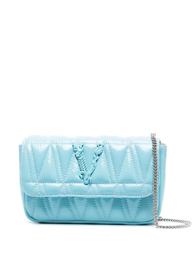 logo-plaque quilted mini bag