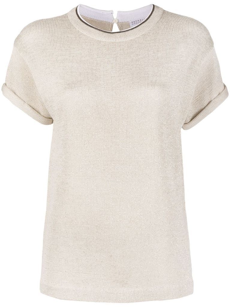 fine-knit short-sleeve T-shirt