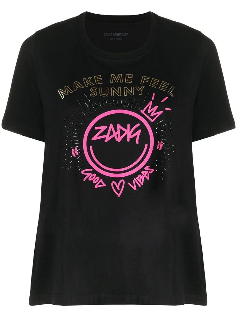 logo slogan print T-shirt