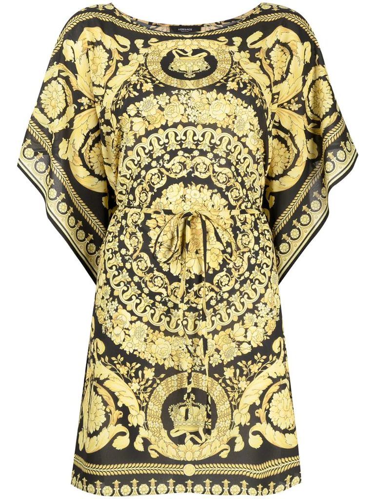 baroque-print kaftan dress