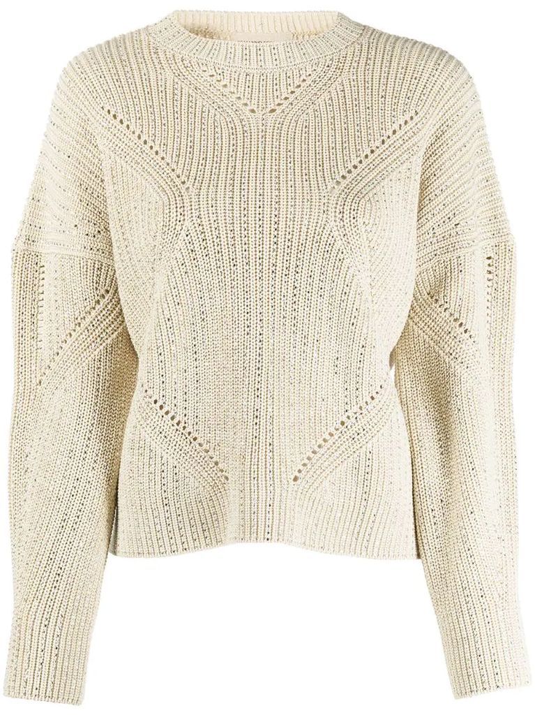 rhinestone-embellished cotton jumper