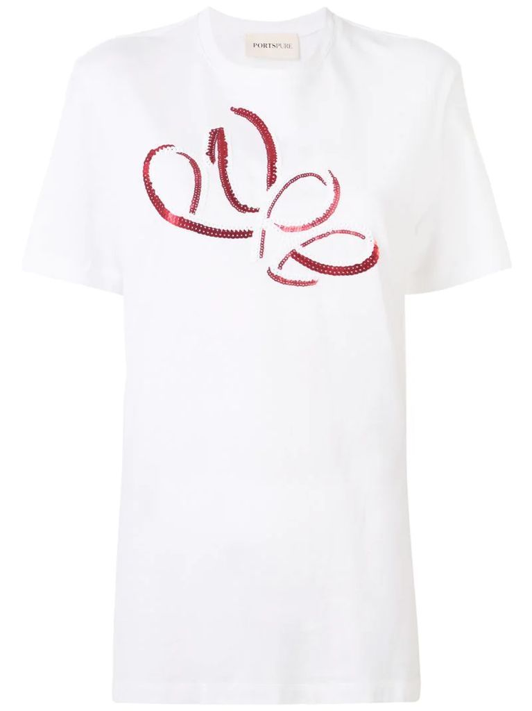 sequin-embroidered T-shirt