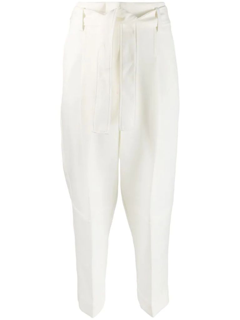 high-rise belted trousers