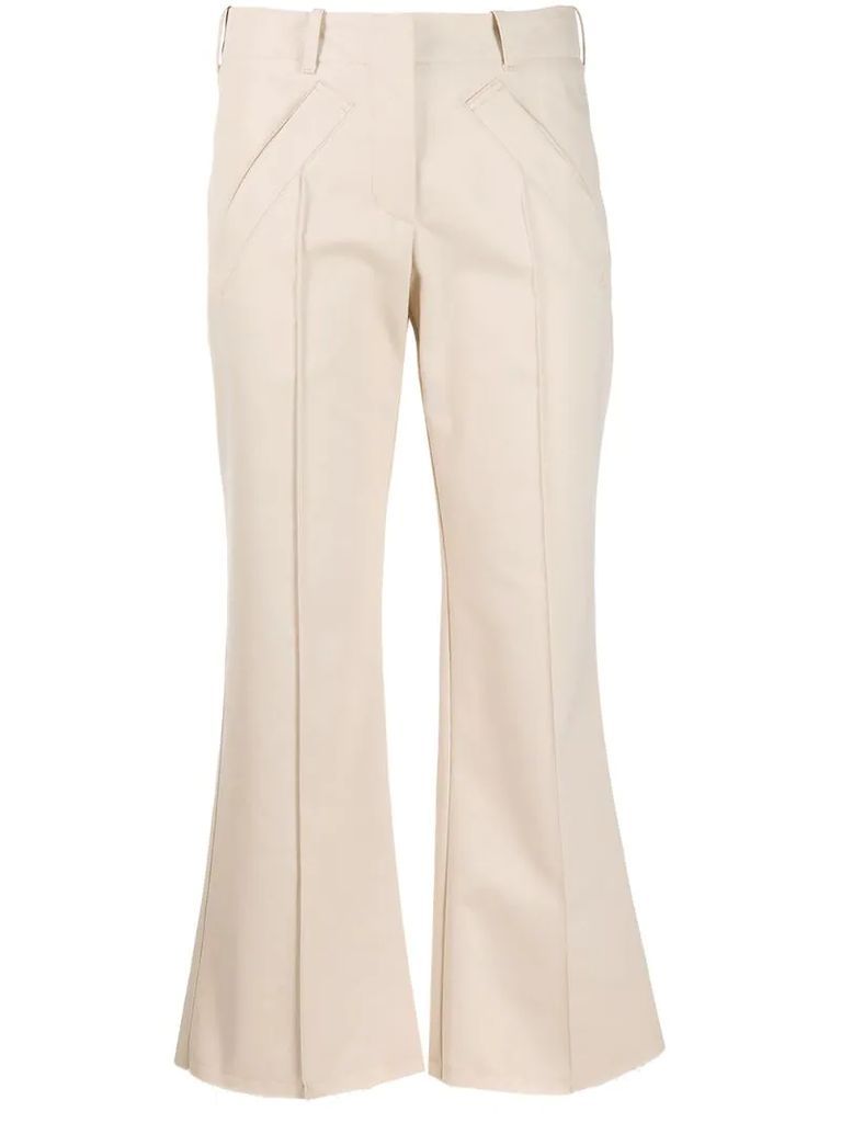 pipe-trim flared trousers