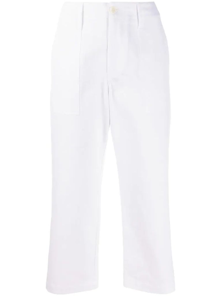 high-rise cropped denim trousers