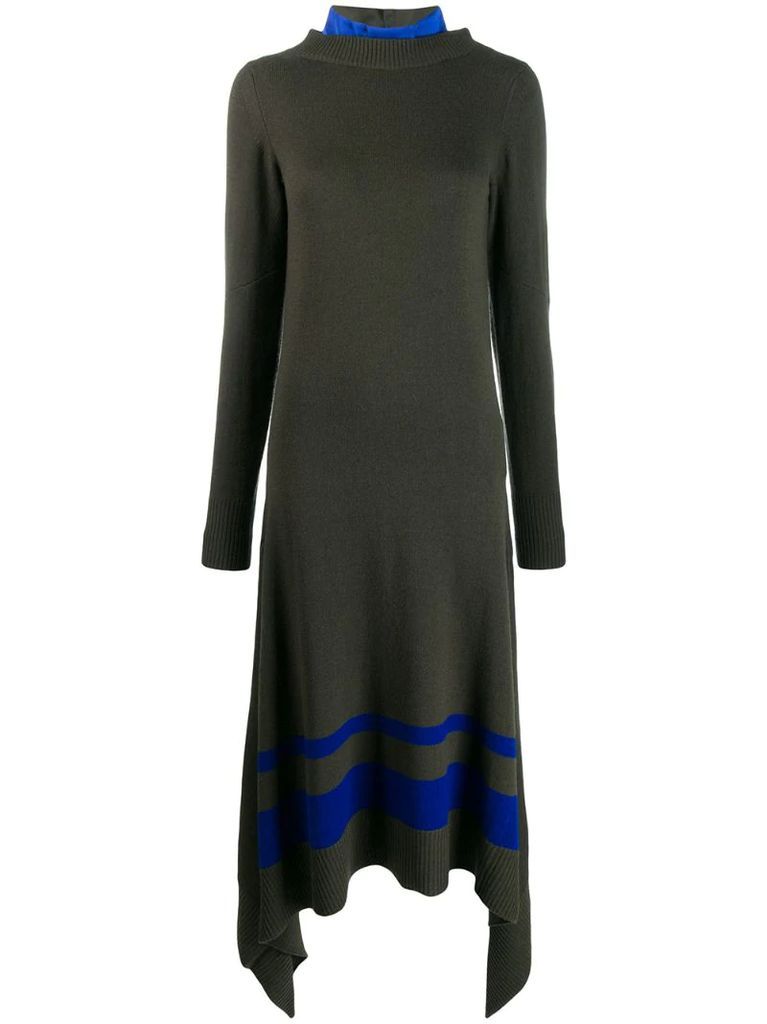 contrast panelled knit dress