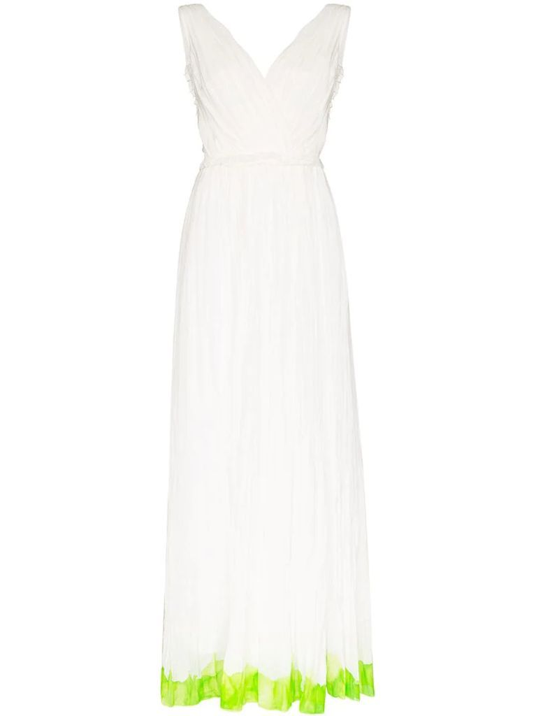 contrast-hem pleated gown