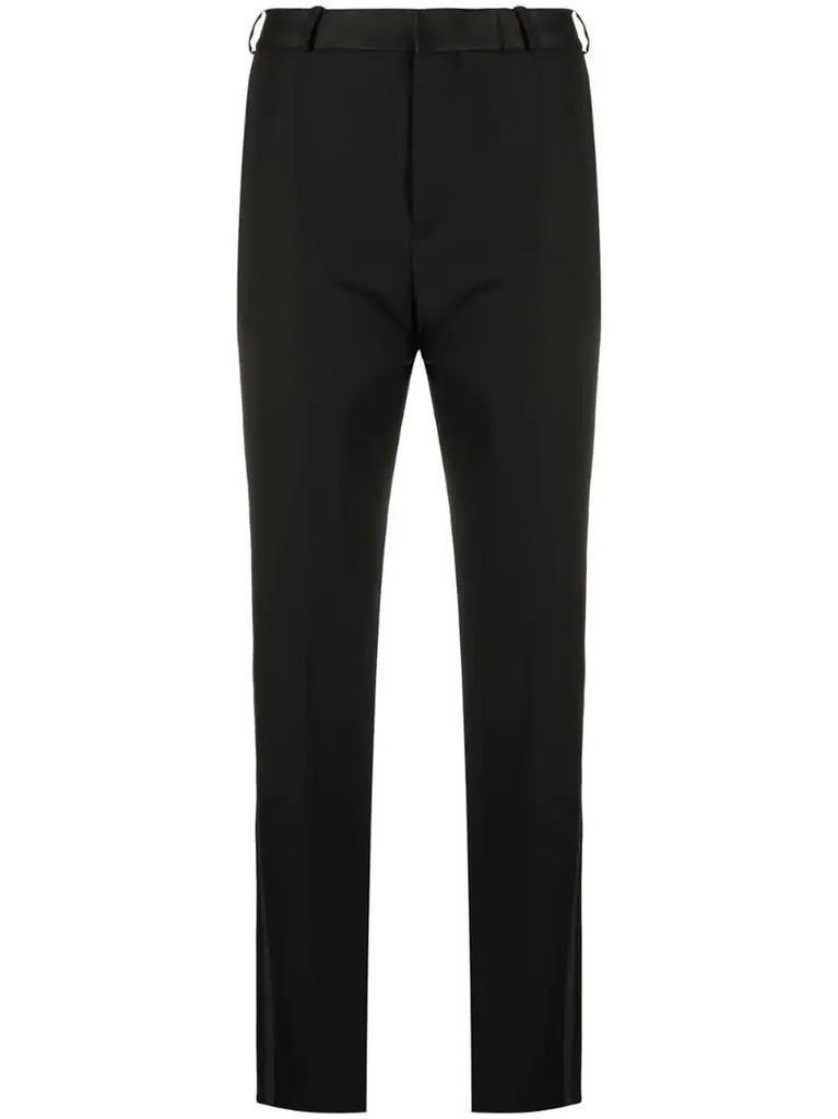 silk slim-fit tailored trousers