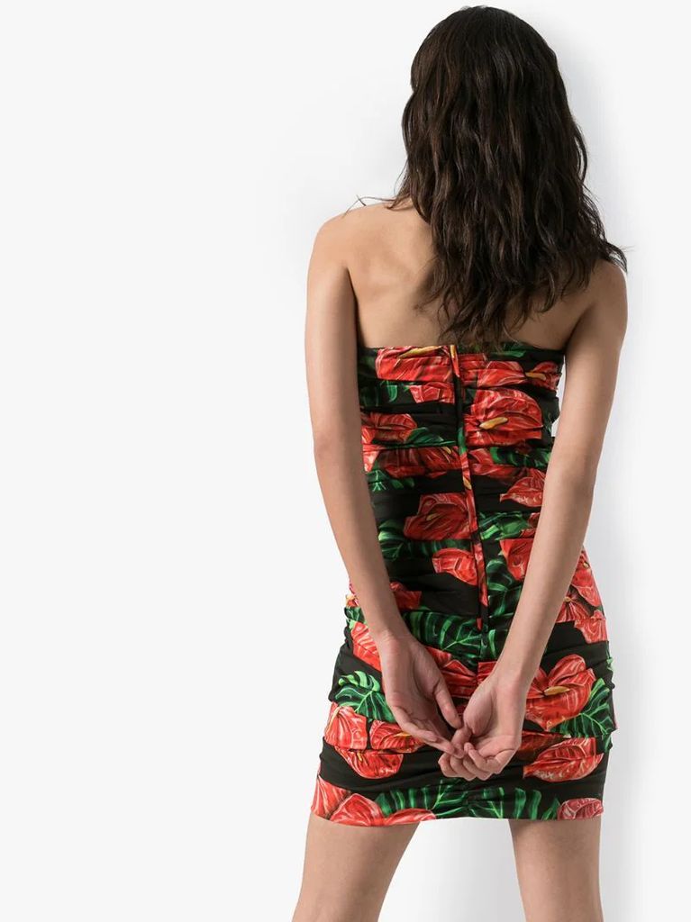 Laceleaf print folded mini dress