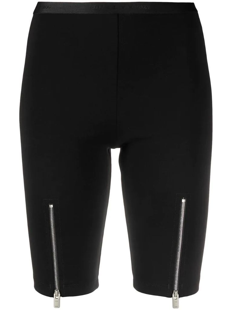 front-zipped cycling shorts
