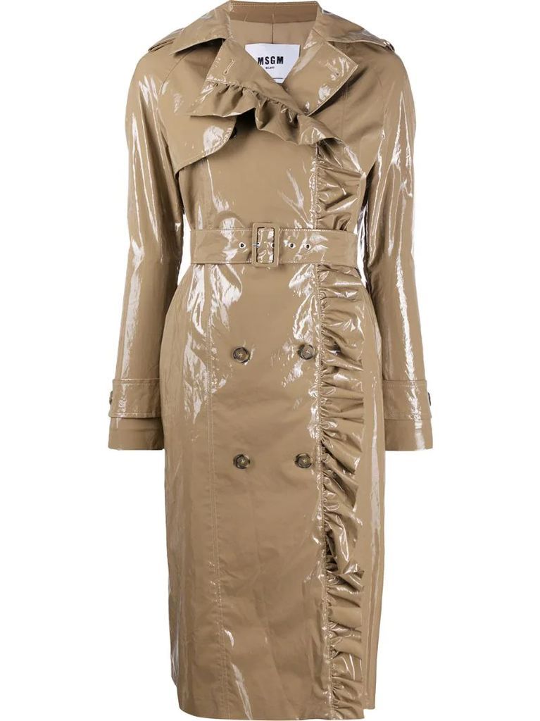 ruffle-trimmed trench coat