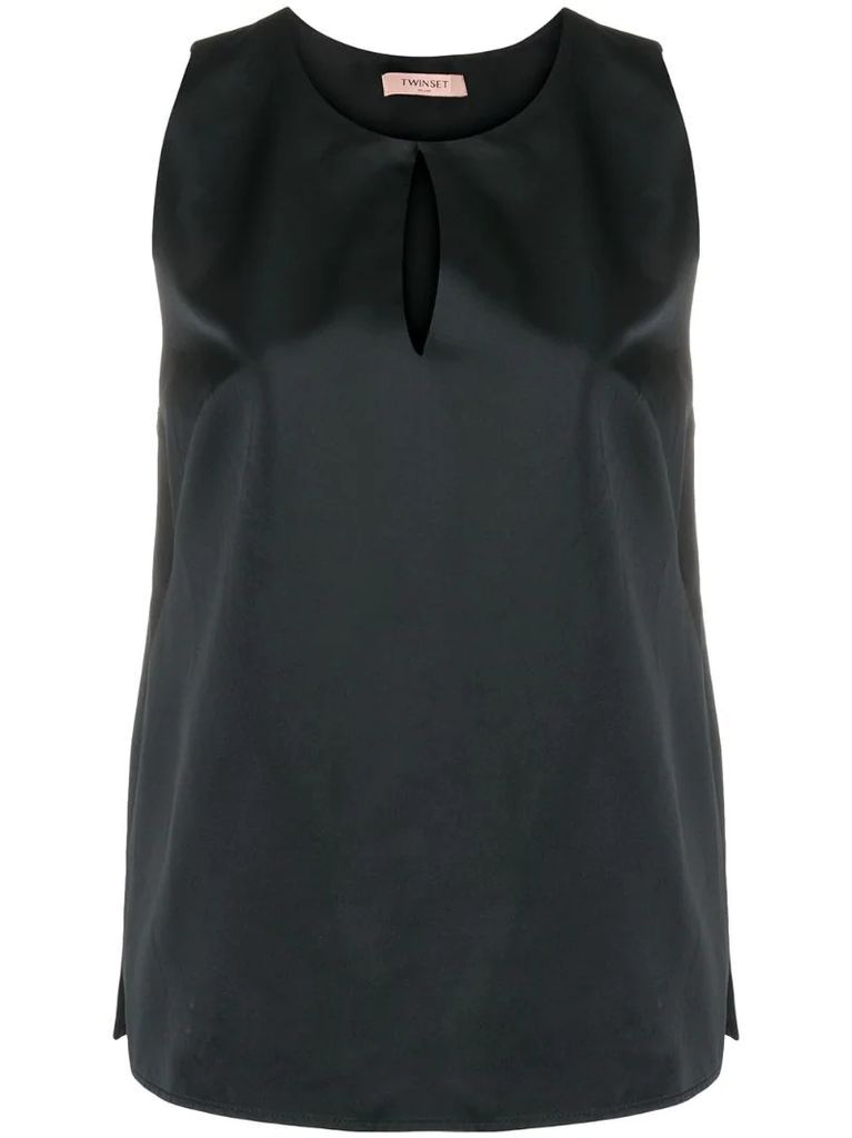 keyhole sleeveless blouse