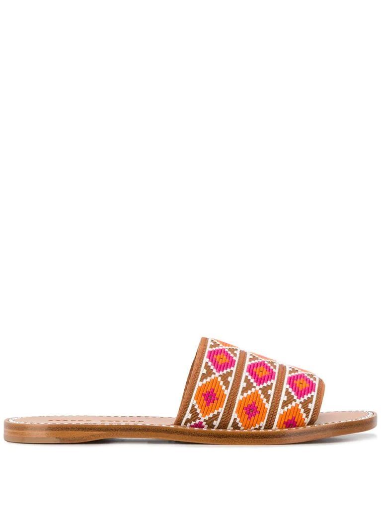 geometric motifs flat sandals