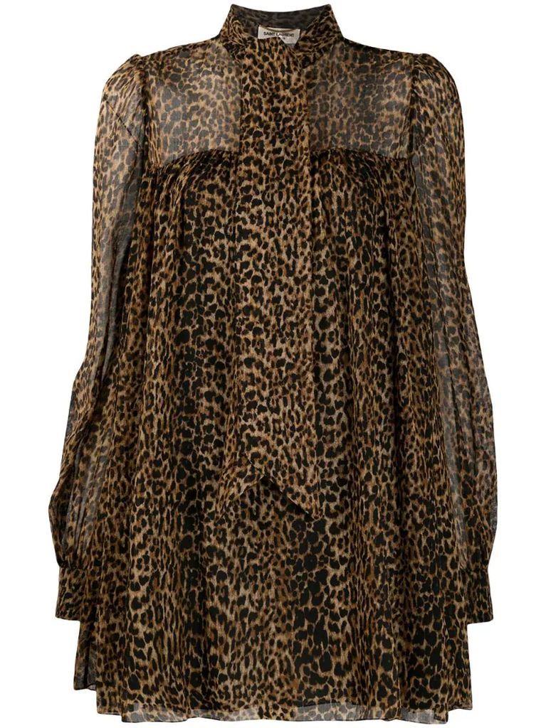 leopard-print flared dress