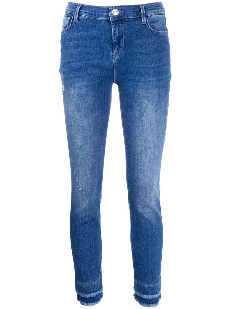 fringed-ankle skinny jeans