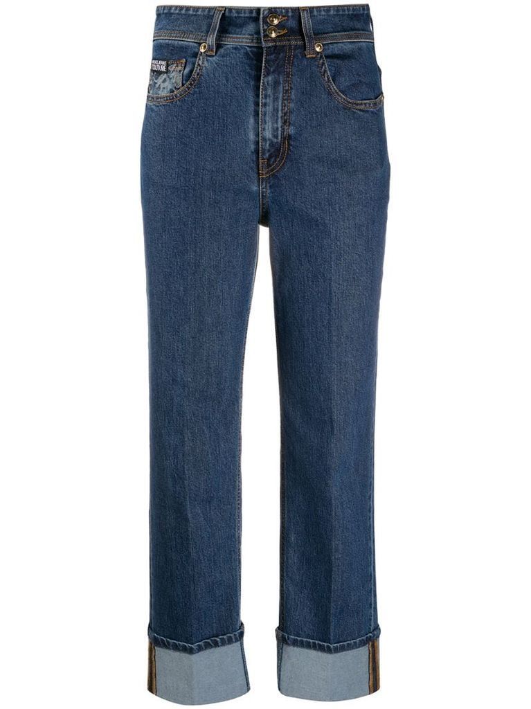 high-rise turn up jeans