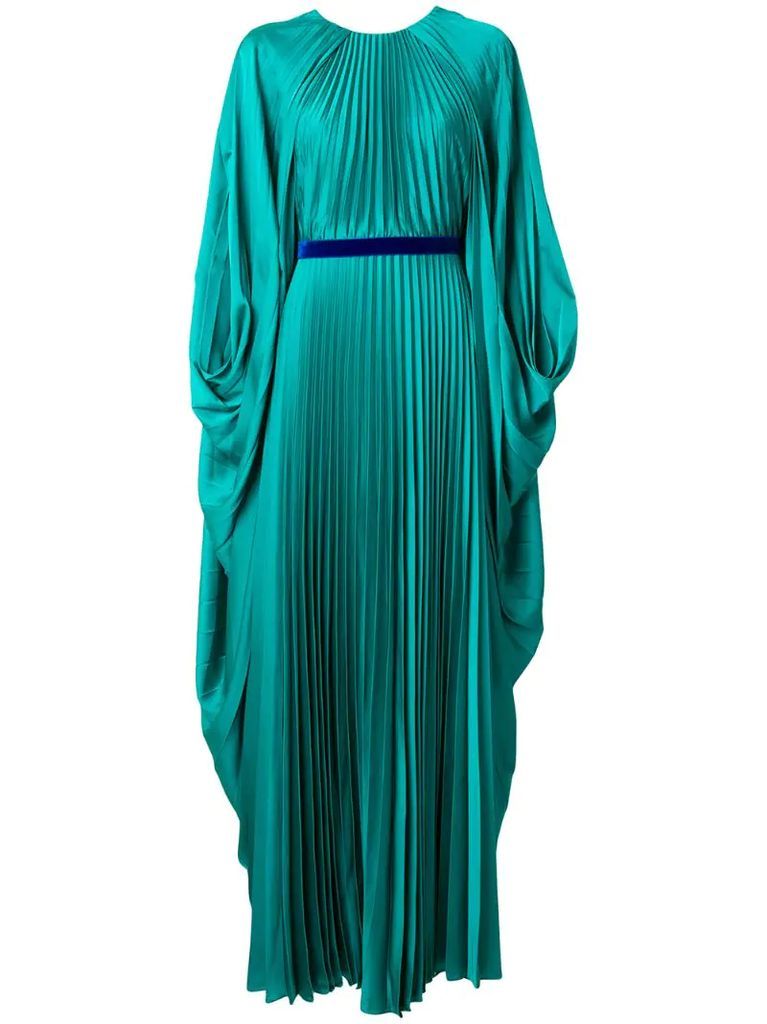 belted draped sleeve gown