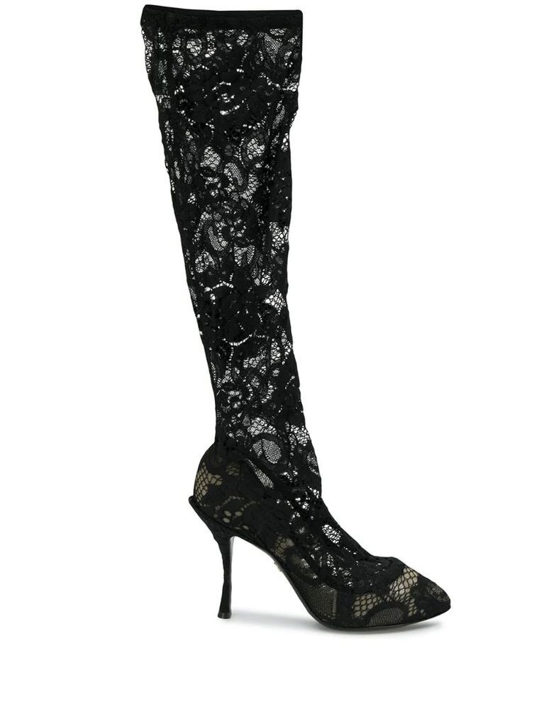 sheer lace boots