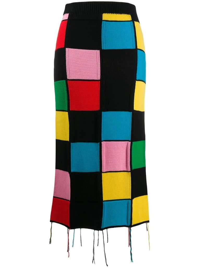 patchwork-knit pencil skirt