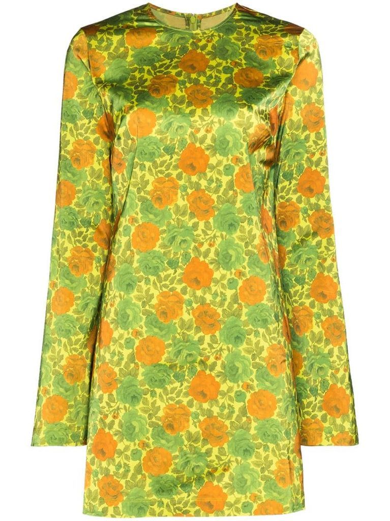 floral-print satin mini dress