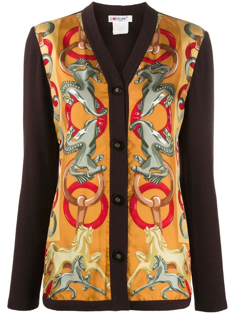 pre-owned horse print cardigan