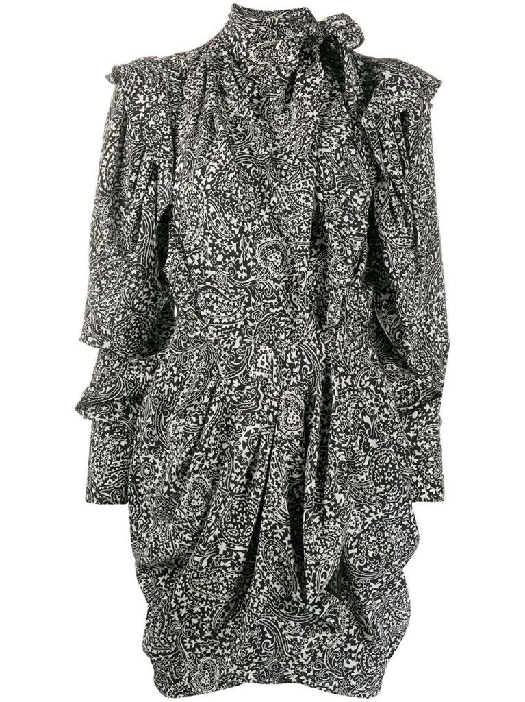 Bruna draped paisley-print mini dress