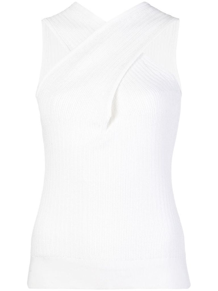 twisted-neck ribbed top