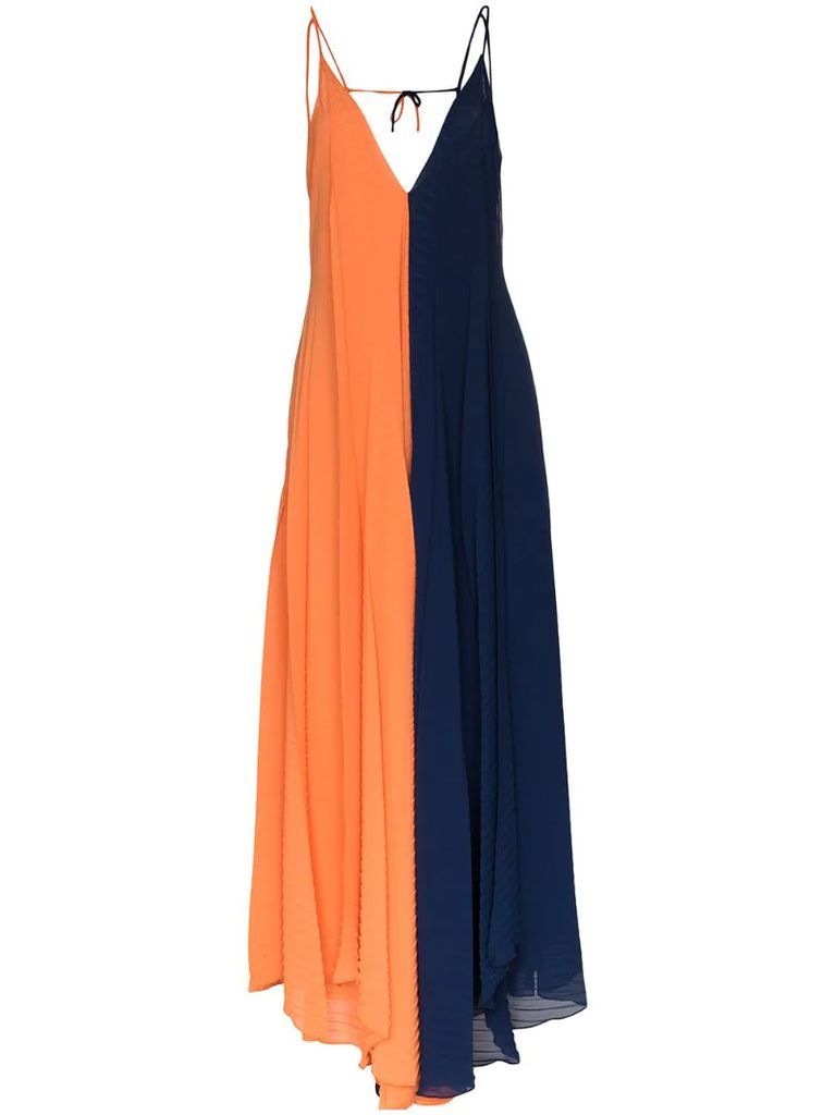 Tusi two-tone pleated gown