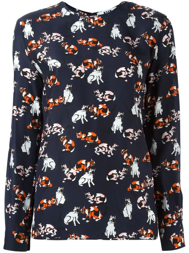 cat print longsleeved T-shirt