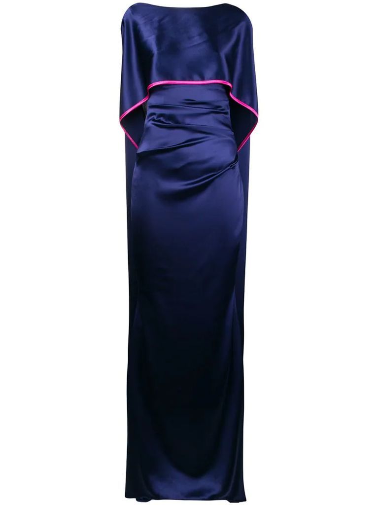 sheen long cape dress