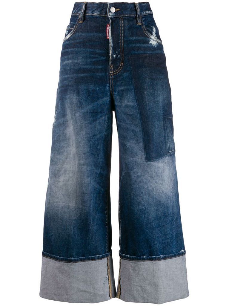 wide leg panelled jeans