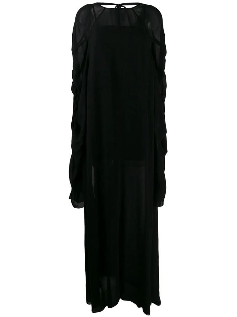 ruched sleeve maxi dress