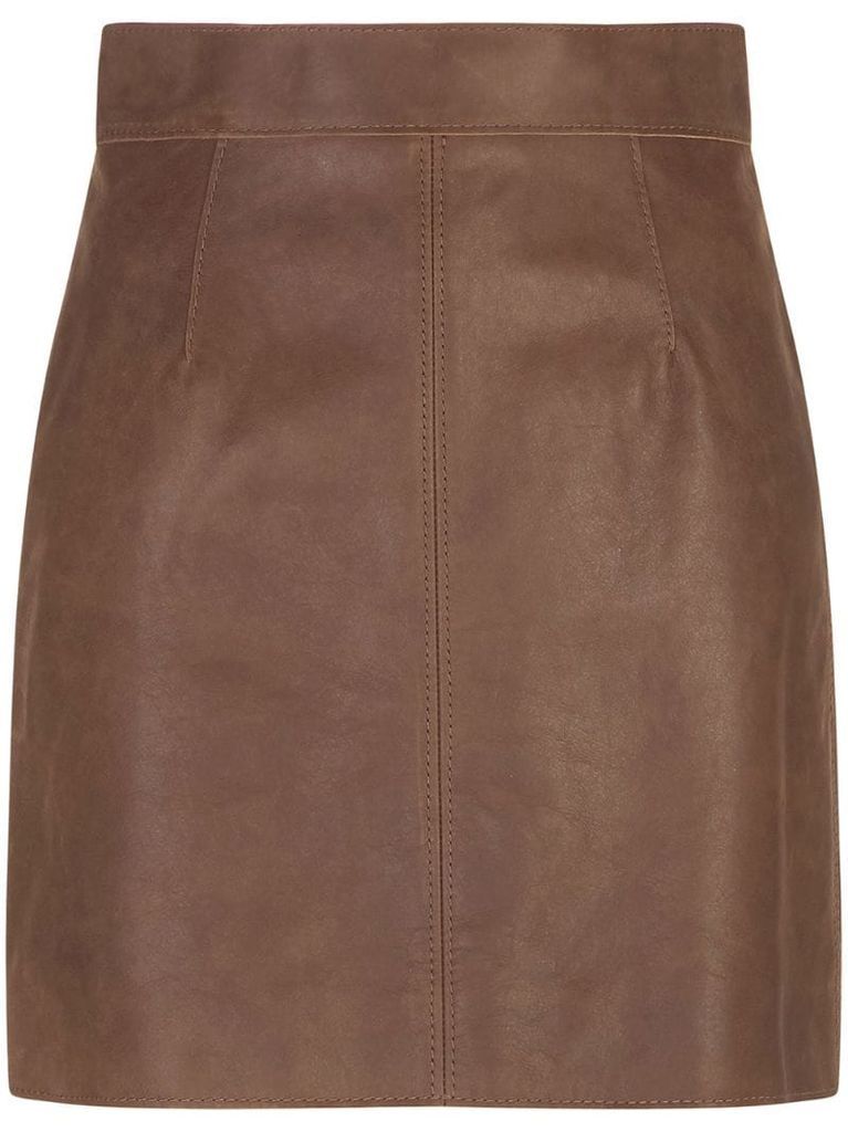 high-waisted leather mini-skirt