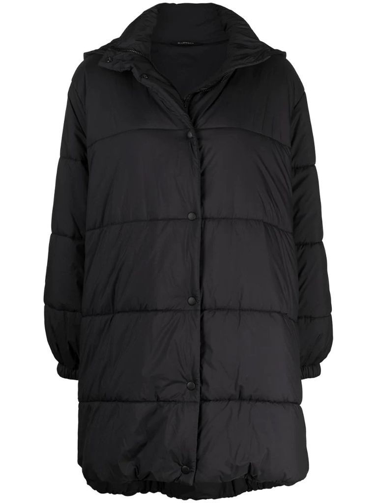 flared hooded puffer jacket
