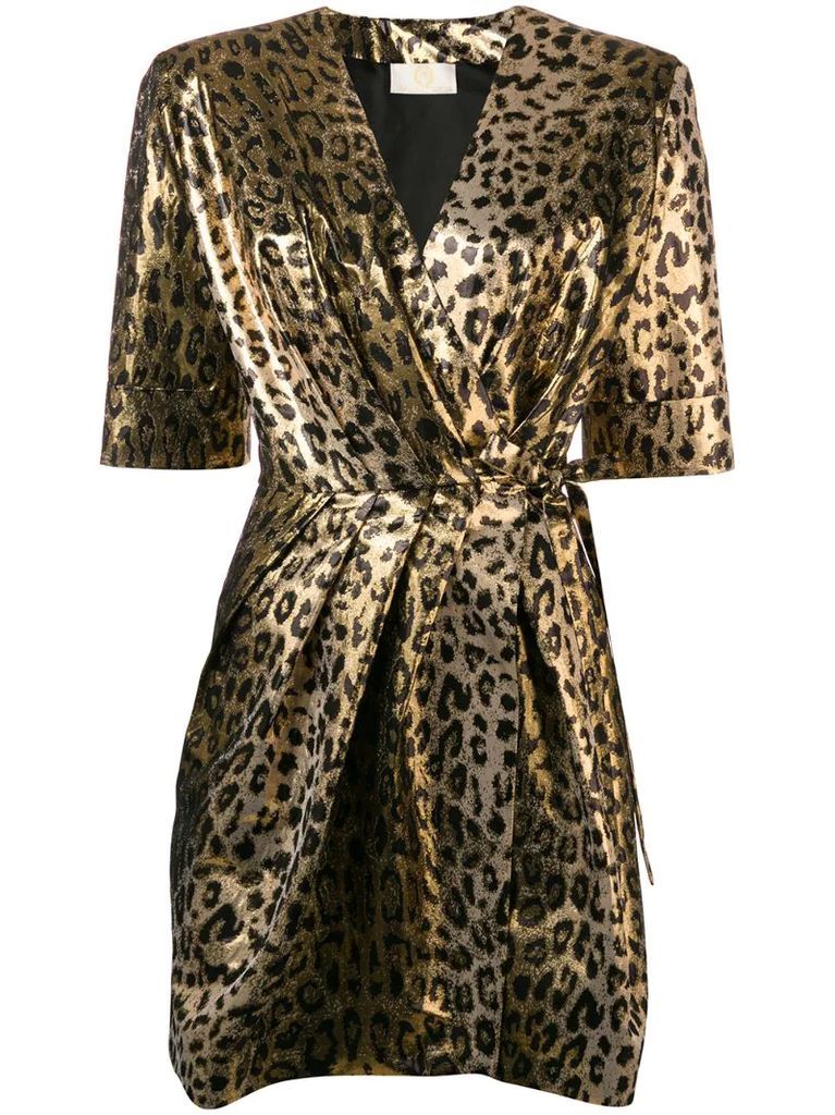 leopard wrap dress
