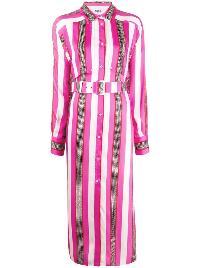 double-layered striped shirt dress