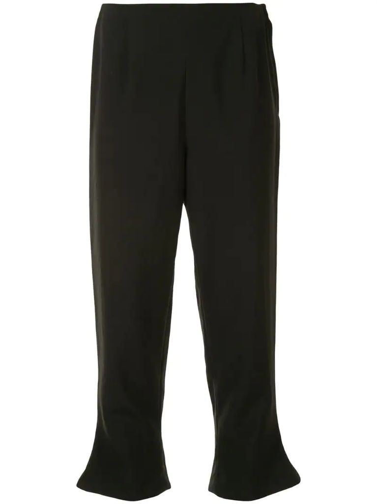 flared hems cropped trousers