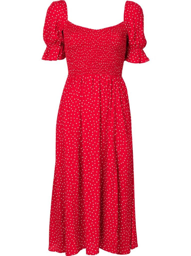 Parsley polka-dot midi dress