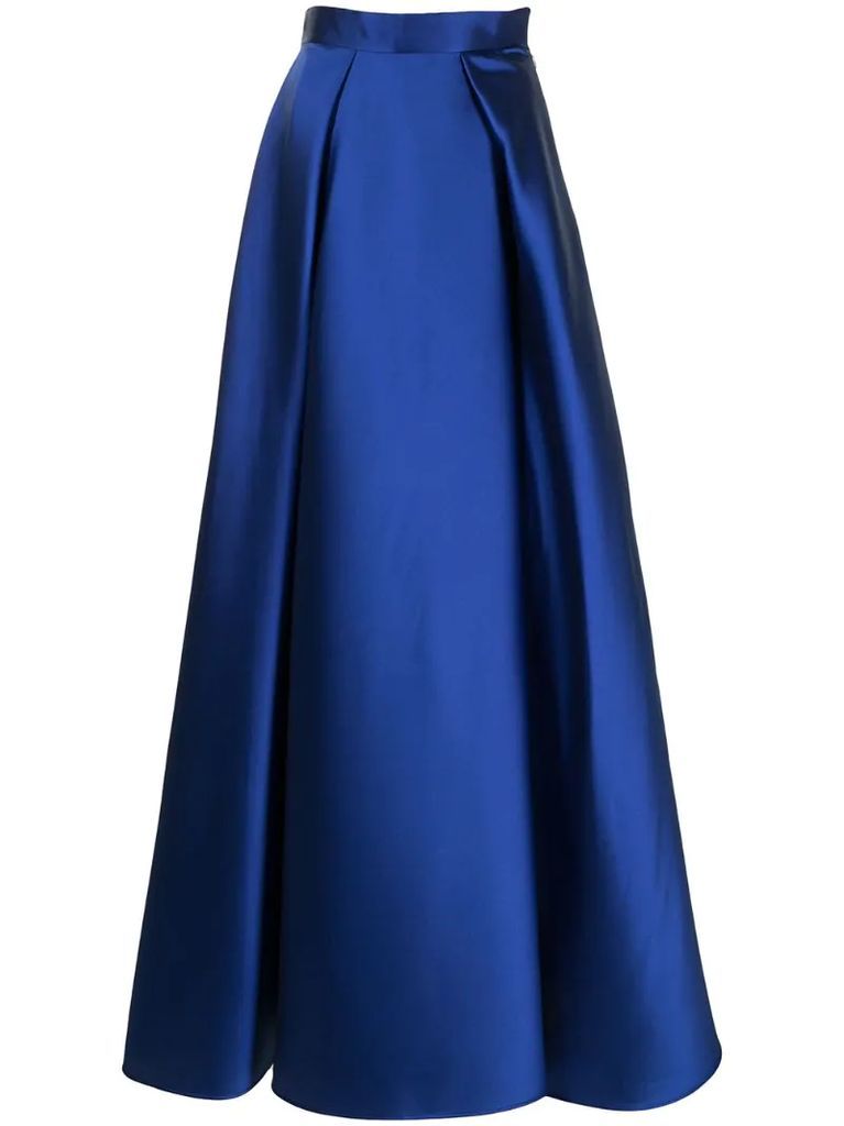 high-waisted pleated maxi skirt