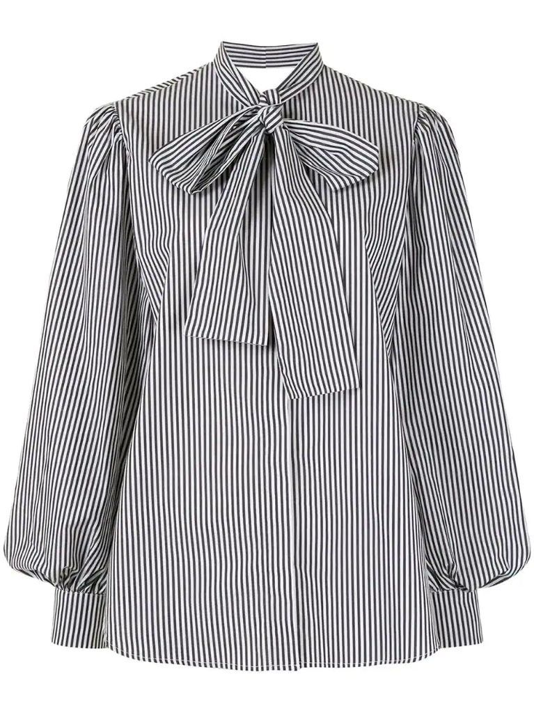 pussy-bow striped shirt