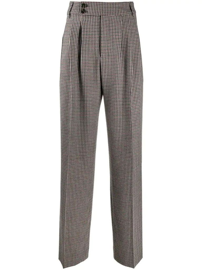 houndtooth wide-lef trousers
