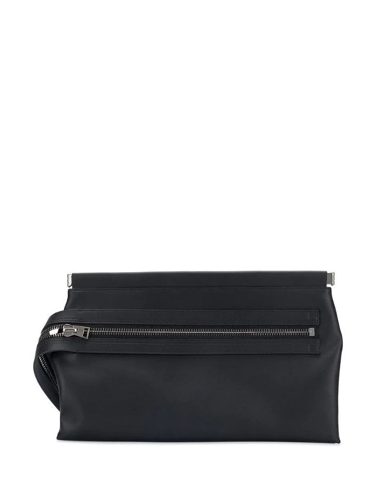 zip front clutch bag