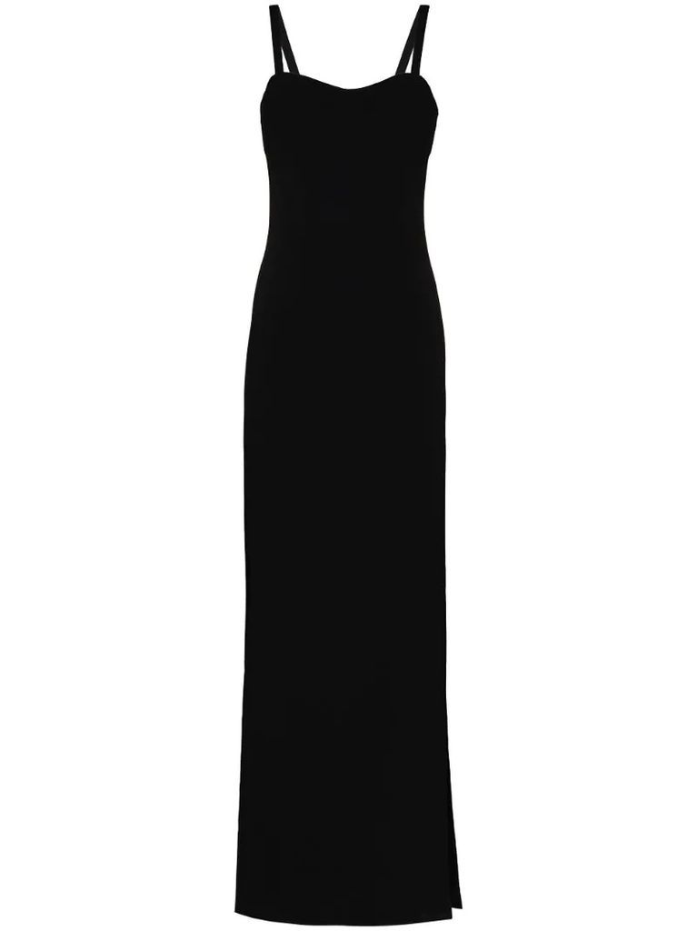 slit detail fitted maxi dress