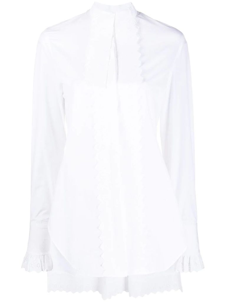 lace-trimmed cotton blouse