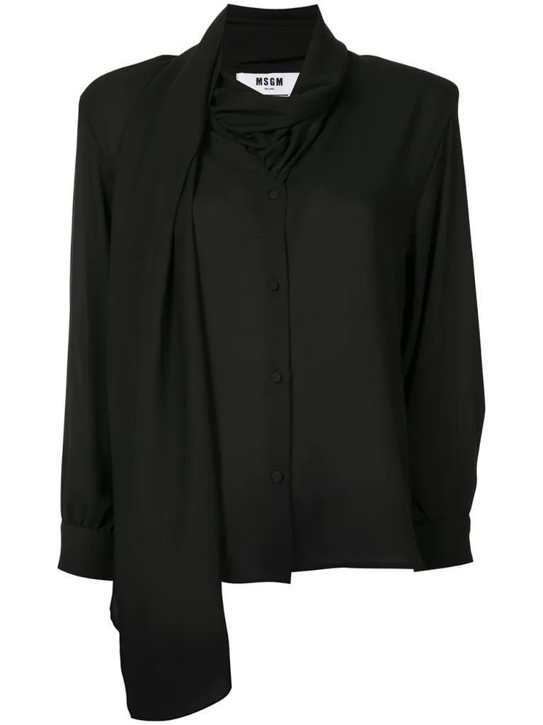 draped-detail long-sleeve blouse