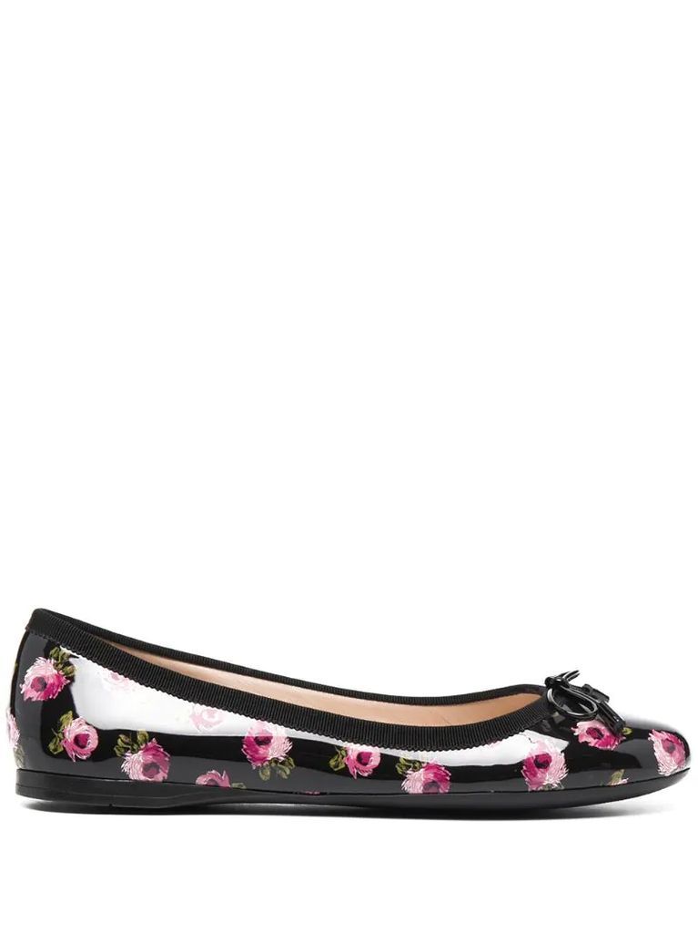 floral-print ballerina shoes
