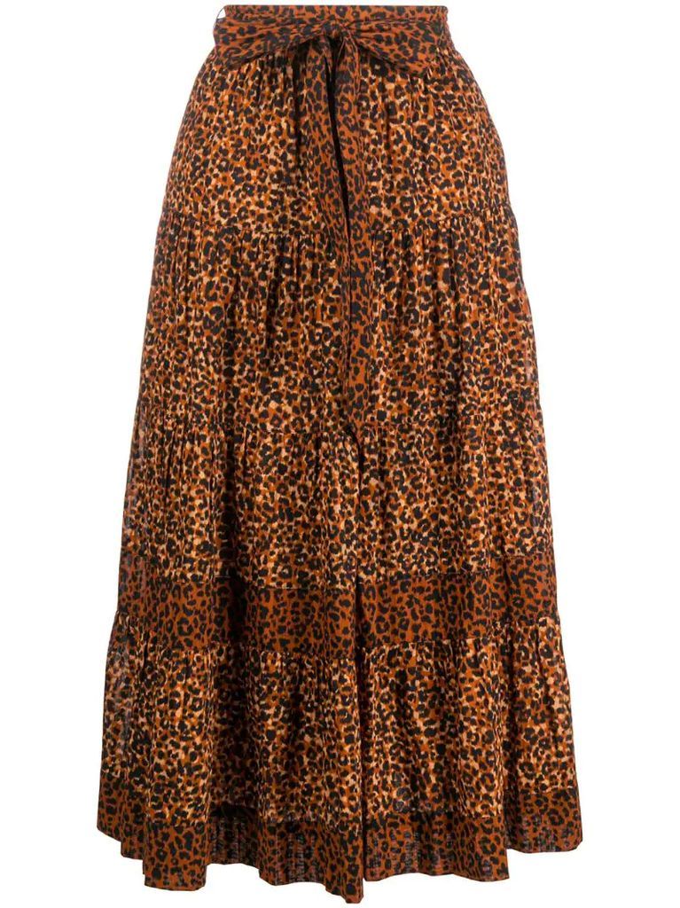 Sierra leopard-print cotton skirt