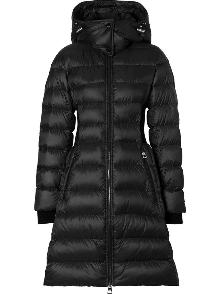 rib-knit puffer coat