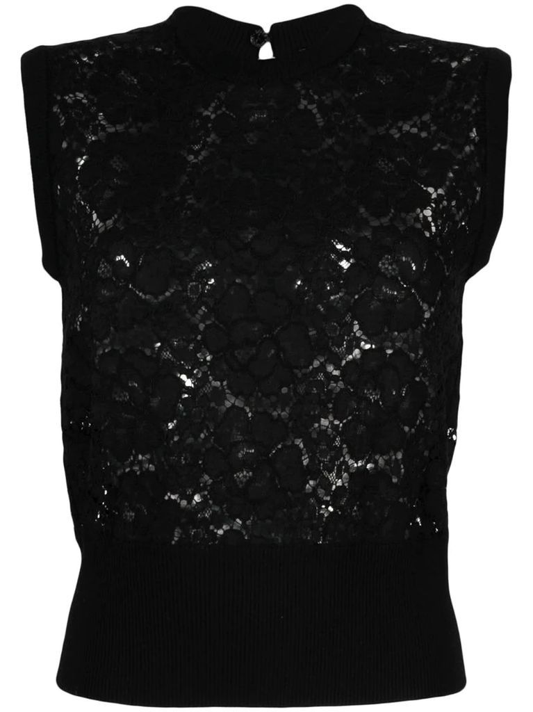 lace-detail sleeveless top