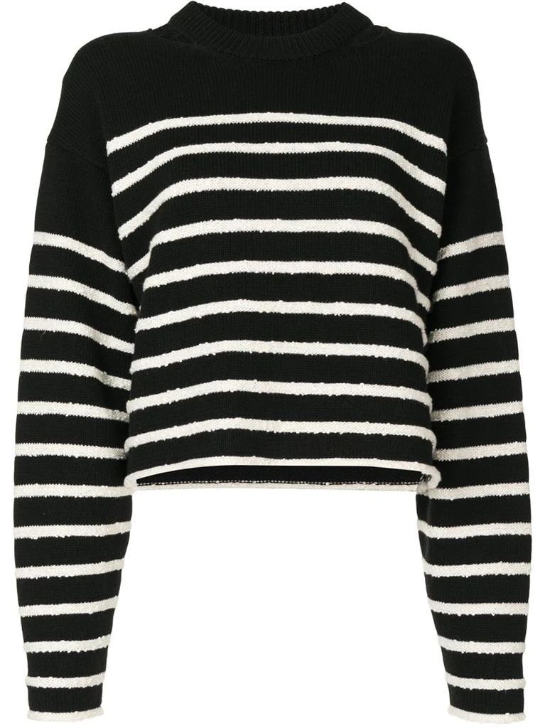 horizontal-stripe crew-neck jumper